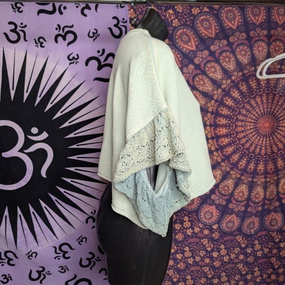 Altar'd State Kaia Crochet Flutter Sleeve Top in Green Sage | Size M - Picture 2 of 5